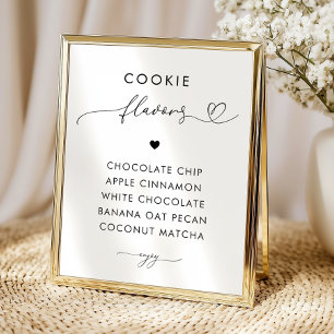 Romantic Heart Script Cookie Flavors Wedding Sign