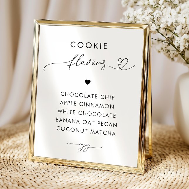 Romantic Heart Script Cookie Flavors Wedding Sign (Creator Uploaded)