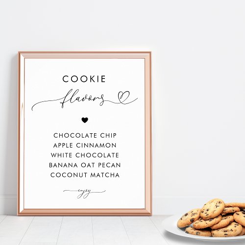 Romantic Heart Script Cookie Flavors Wedding Sign