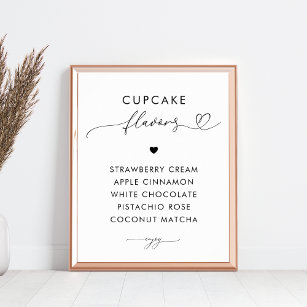 Romantic Heart Script Cupcake Flavors Wedding Sign