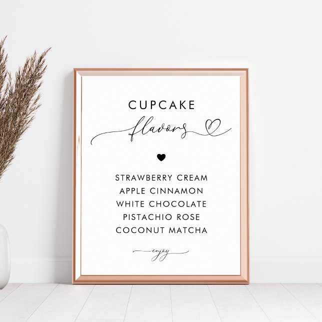 Romantic Heart Script Cupcake Flavors Wedding Sign (Creator Uploaded)
