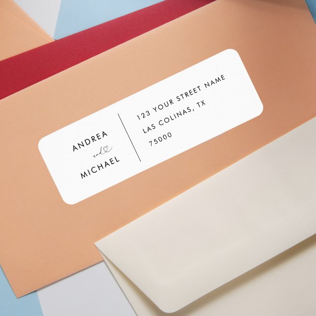 Romantic Heart Script Minimalist Modern Wedding Label (Creator Uploaded)