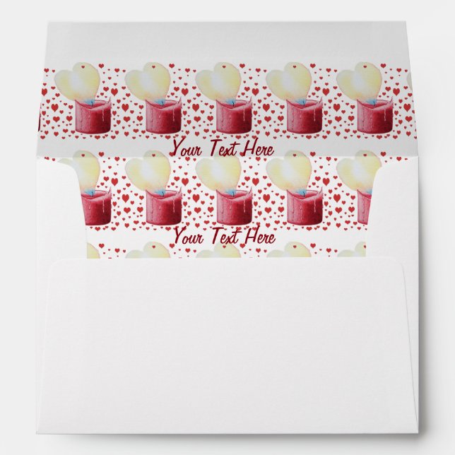 romantic heart shaped buring flame red candle envelope (Back (Bottom))