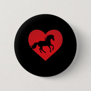 Romantic Heart Shaped Horse Equestrian Lover Valen Button