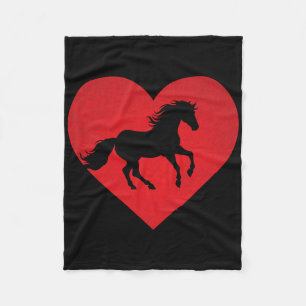 Romantic Heart Shaped Horse Equestrian Lover Valen Fleece Blanket