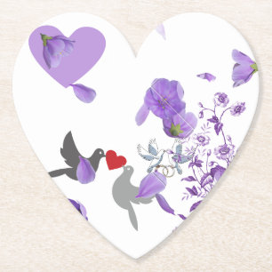 Romantic Heart-Shaped Wedding Coaster with Purple 