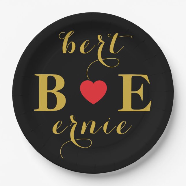 Romantic Heart Sign Paper Plates Fall in Love Them (Front)