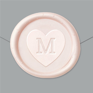 Romantic Heart Single Initial Monogram Wax Seal Sticker