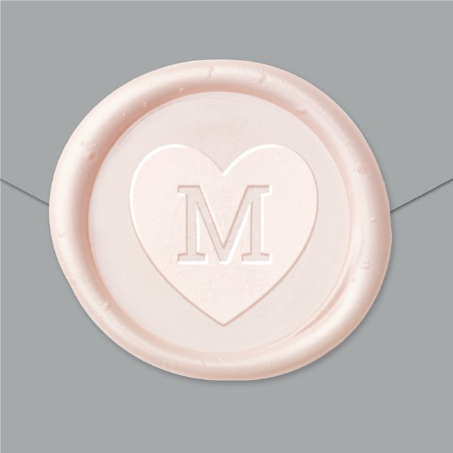 Romantic Heart Single Initial Monogram Wax Seal Sticker (Creator Uploaded)