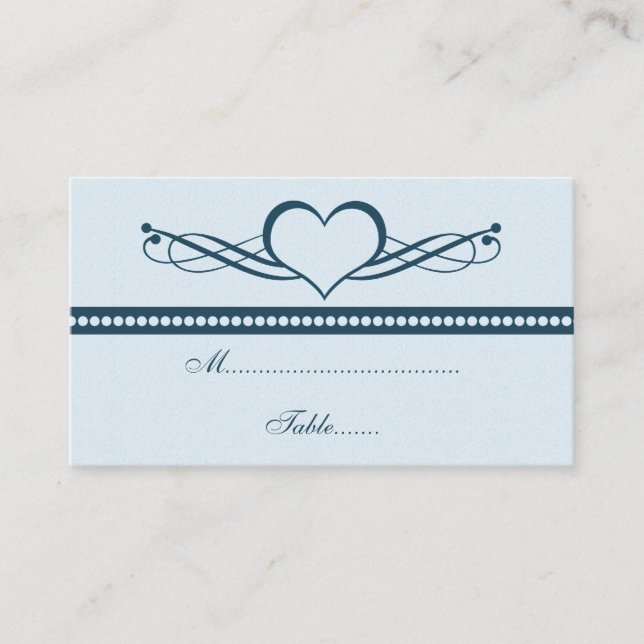 Romantic Heart Swirls Wedding Place Card (Front)