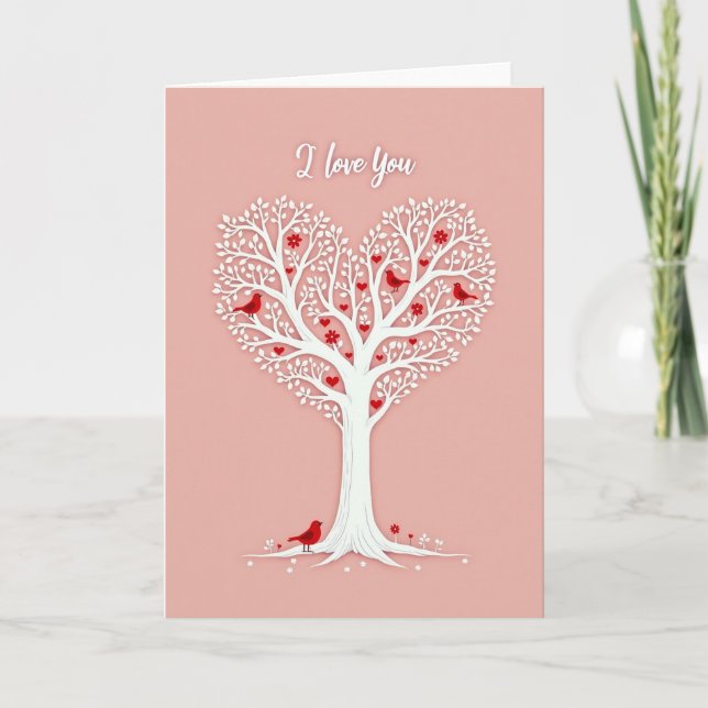 Romantic Heart Tree I Love You Card (Front)