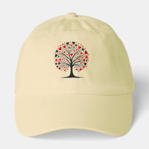 Romantic Heart Tree Watercolor Illustration Hat