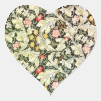 Romantic Heart Vintage Floral Heart Sticker by DP_Holidays at Zazzle