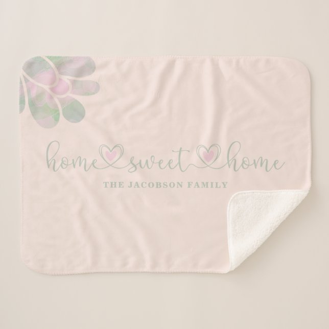 Romantic Heart Wimshical Home Sweet Home Quote Sherpa Blanket (Front (Horizontal))