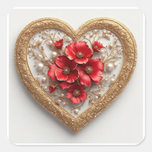🌹 Romantic Heart Wreath For Bridal Shower Favors Square Sticker