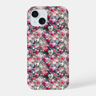 Romantic hearts 15 iPhone 15 case