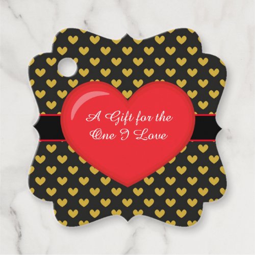 Romantic Hearts and Black Band Heart Favor Tags