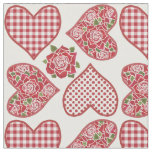 Romantic Hearts and Red Roses Pattern Fabric