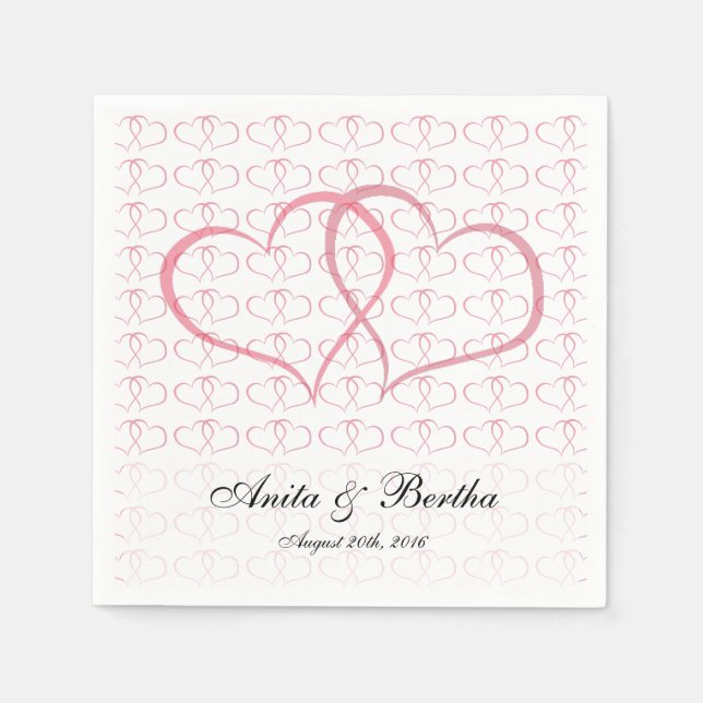 Romantic Hearts Graphical She She Pink Napkins (Front)