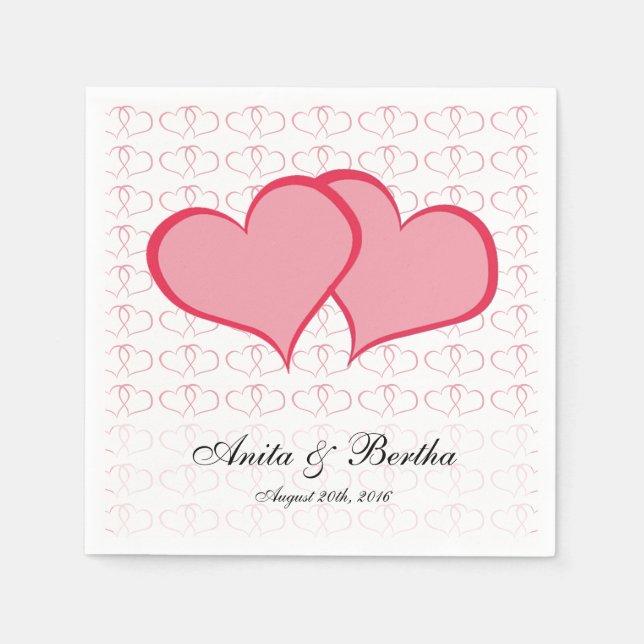 Romantic Hearts Graphical She She Pink Napkins (Front)