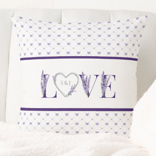 Romantic Hearts Lavender Love Purple Throw Pillow