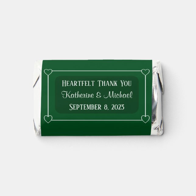Romantic Hearts Modern Dark Green Simple Wedding Hershey's Miniatures (Front)