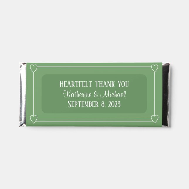 Romantic Hearts Modern Light Green Simple Wedding Hershey Bar Favors (Front)