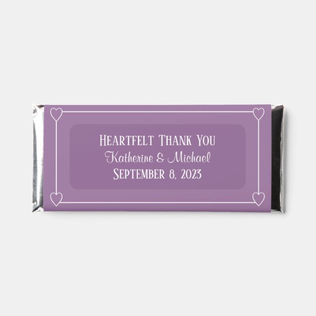 Romantic Hearts Modern Light Purple Simple Wedding Hershey Bar Favors (Front)