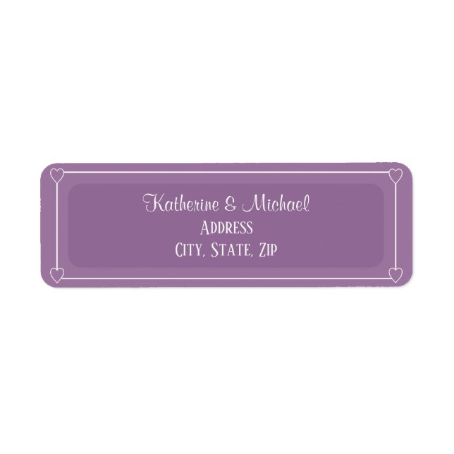 Romantic Hearts Modern Light Purple Simple Wedding Label (Front)