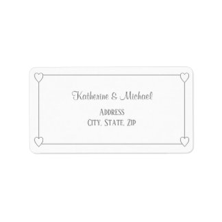 Romantic Hearts Modern White Simple Wedding Label