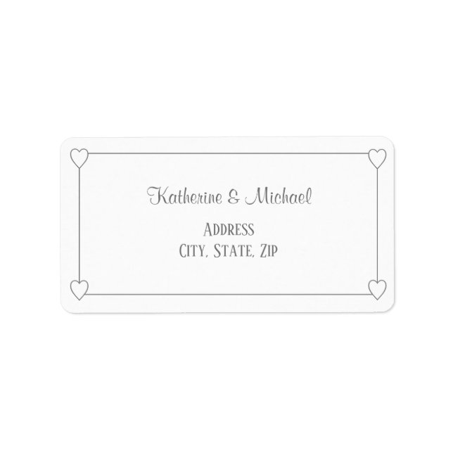 Romantic Hearts Modern White Simple Wedding Label (Front)