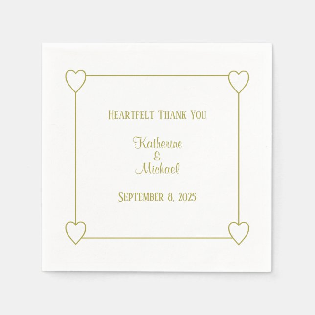 Romantic Hearts Modern White Simple Wedding Napkins (Front)