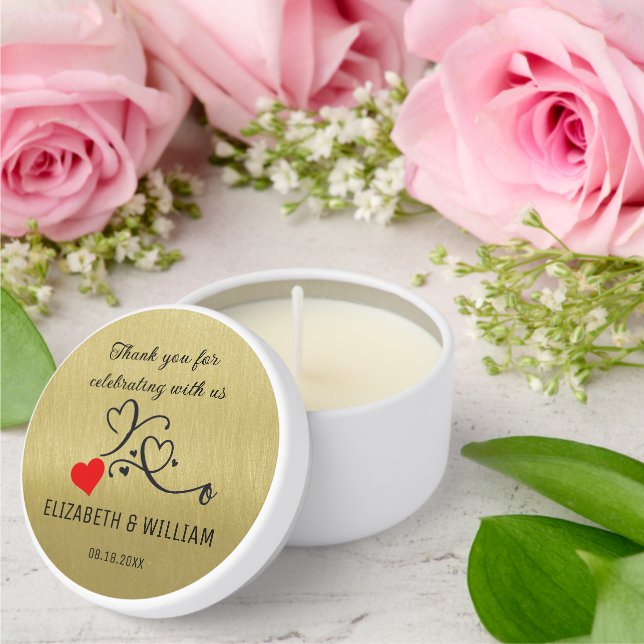 Romantic Hearts Names Date Wedding  Mini Candle Favors (Insitu (Wedding))