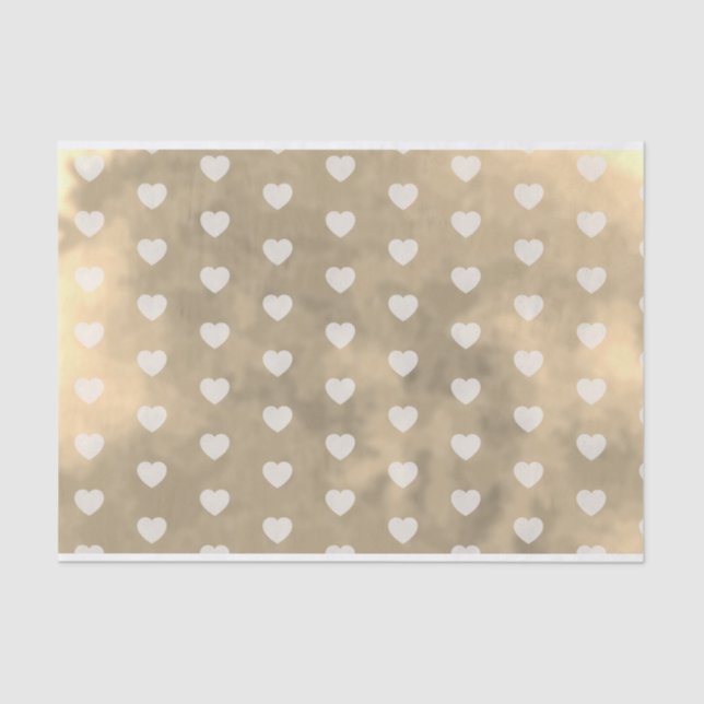Romantic Hearts on Metallic Gold Wedding Decoupage Tissue Paper (Front)