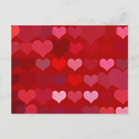 Romantic Hearts On Red Background Illustration Postcard