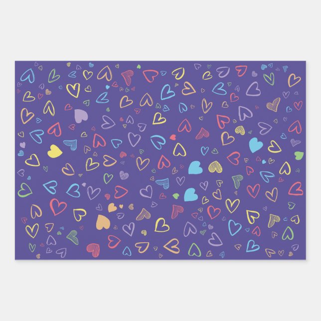 romantic hearts pattern wrapping paper sheets (Front)