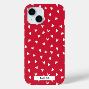  Romantic Hearts   Personalized Monogram Name  iPhone 15 Case