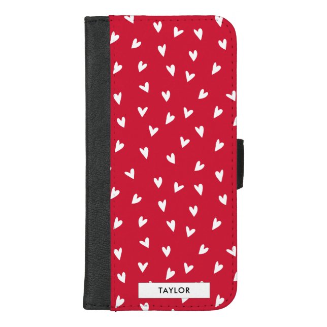 Romantic Hearts | Personalized Monogram Name iPhone Wallet Case (Front)