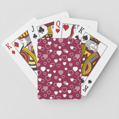 Romantic hearts playing cards