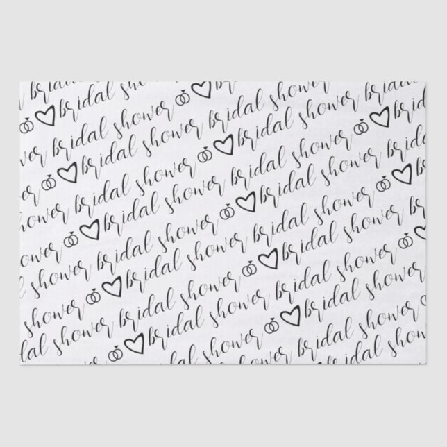 Romantic Hearts Rings Black Pattern Bridal Shower  Tissue Paper (Front)