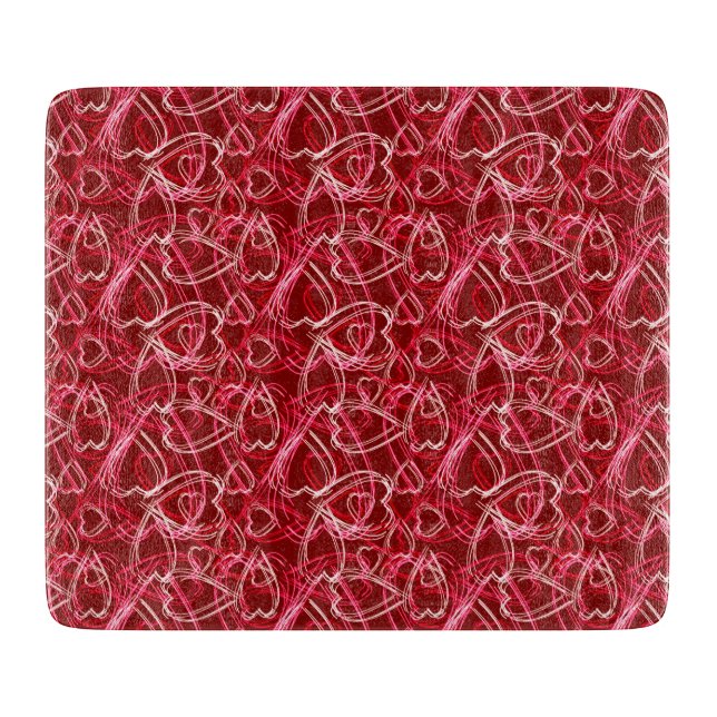 Romantic Hearts Ruby Red Cutting Board (Front)