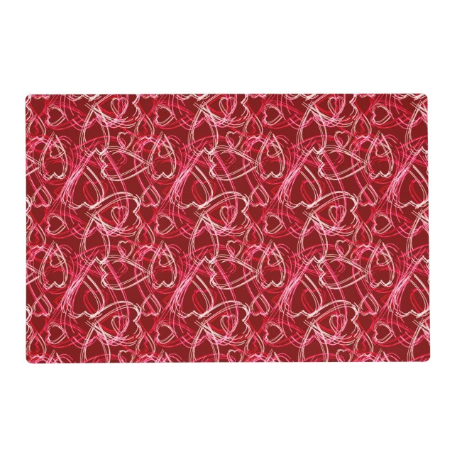 Romantic Hearts Ruby Red Placemat (Front)