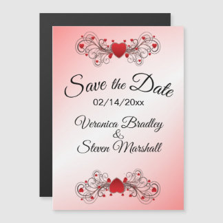 Romantic Hearts Save the Date Magnetic Invitation