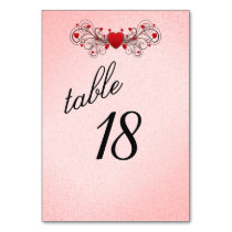 Romantic Hearts Table Number