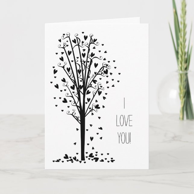 Romantic Hearts Tree Love Card (Front)
