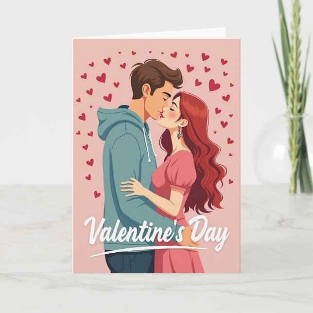 Romantic Hearts Valentines Day Card (Front)