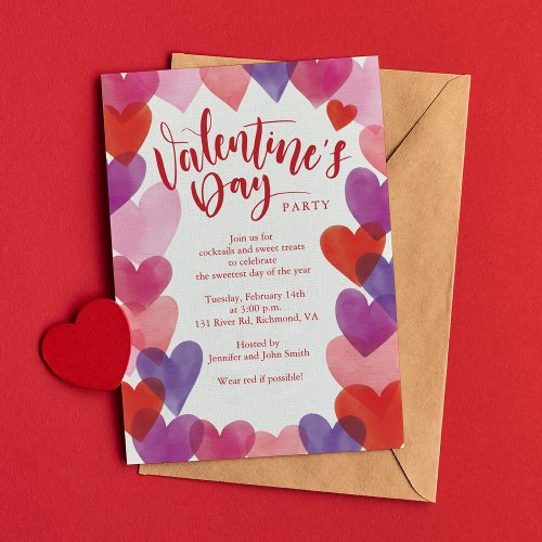 Romantic Hearts Valentines Day Party Invitation