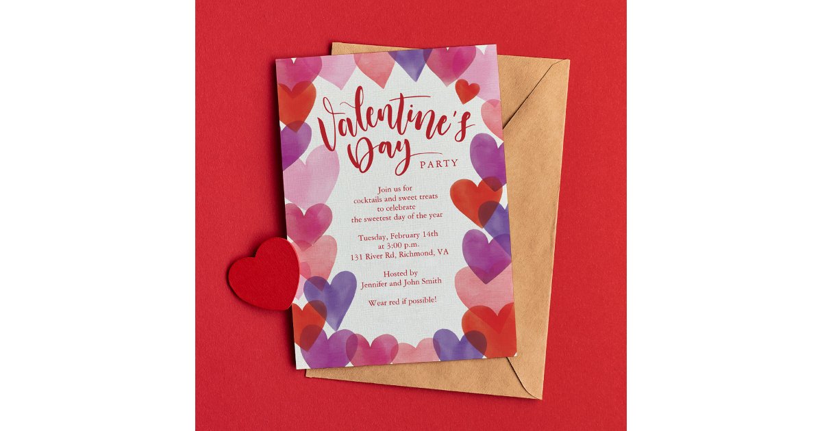 Romantic Hearts Valentines Day Party Invitation | Zazzle