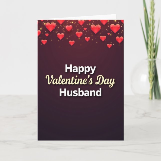 Romantic Hearts Valentines Husband Card (Front)