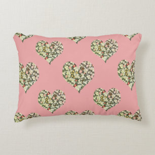 Romantic Hearts Vintage Floral Accent Pillow